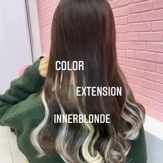 ロング カラー エクステ🩵ブリーチ 韓国ヘア🩵KAEのヘアスタイル