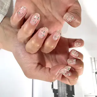 ネイル 大人ワンホン キラキラ/Ayanoのネイルデザイン