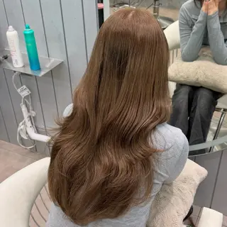 セミロング カラー ヘアアレンジ ブリーチなしW🎀 髪質改善／はのんのヘアスタイル