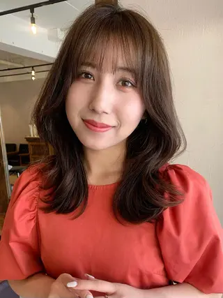 ミディアム カラー 透明感カラー✂︎ /縮毛矯正/YUKAのヘアスタイル