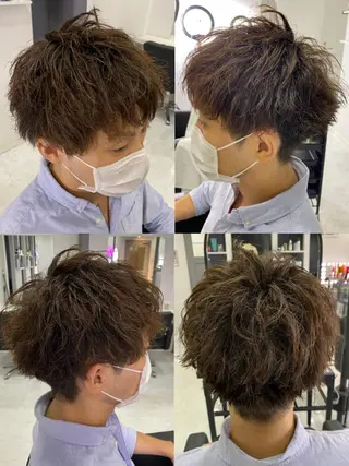 ショート カラー パーマ ヘアアレンジ メンズ 🔥メンズパーマ 特化 渡辺一翔のヘアスタイル