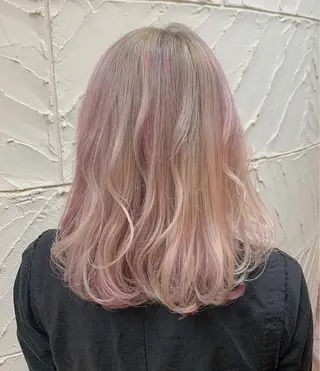 セミロング カラー ハイトーンカラー♡ yuのヘアスタイル