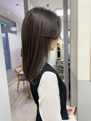 セミロング カラー 緒方リエ 時短ショート・ボブのヘアスタイル