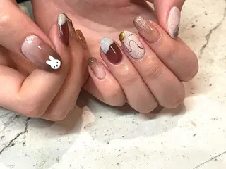 ネイル 韓国/ワンホン/長さ 出しつけ放題🎀のネイルデザイン