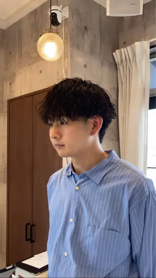 ミディアム パーマ メンズ ハマノ ミユのヘアスタイル