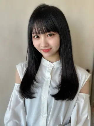 セミロング パーマ 銀座✨レイヤーカット 顔まわり/坂本亜裟海のヘアスタイル