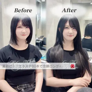 ミディアム ブリーチ無しカラー/ エクステ/スズ‎🤍のヘアスタイル