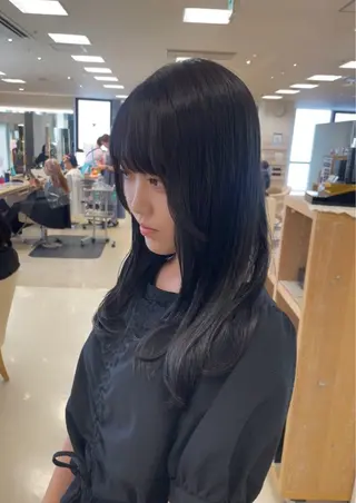 ロング シャドウパーマ／骨格 矯正カット　トモキのヘアスタイル