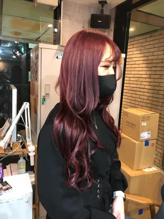 セミロング カラー ワンホンレイヤー エクステづまのヘアスタイル