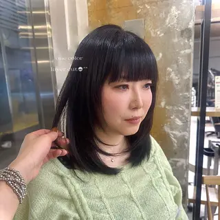 セミロング カラー ハイトーン/艶カラー /ケアブリーチ/香音のヘアスタイル