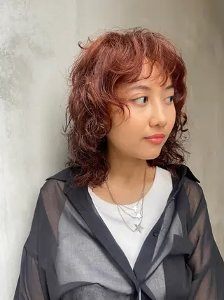 ミディアム パーマ 長島 舞のヘアスタイル