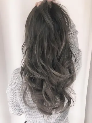 セミロング カラー パーマ ヘアアレンジ バレイヤージュ 藤沢 髪質改善 竹内ケンゴのヘアスタイル