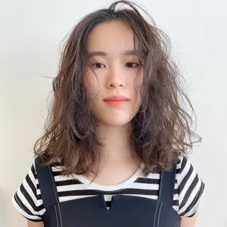 ミディアム カラー パーマ 自由が丘 艶髪美容師✨生板🌿のヘアスタイル
