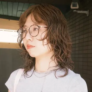 セミロング カラー パーマ デジタルパーマ🌀レ イヤー🍃かんたまるのヘアスタイル