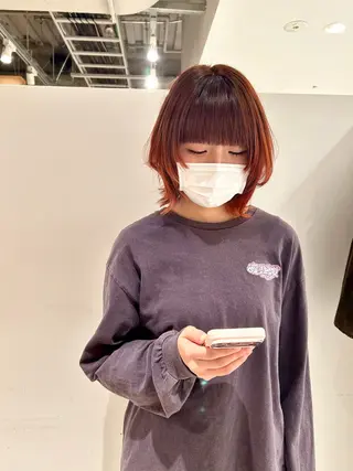 ミディアム カラー スキバサミを使わない カット🌼唯🌼のヘアスタイル