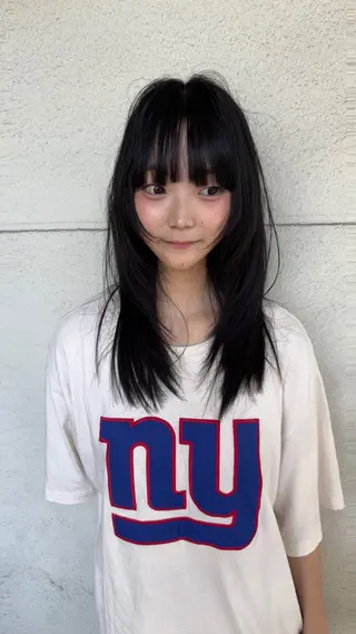 ロング 似合わせ痩せるカット 透明感カラー/たけるのヘアスタイル