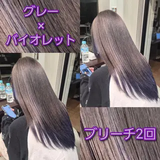 セミロング カラー 雅/ダブルカラー/ 白髪ぼかしハイライトのヘアスタイル