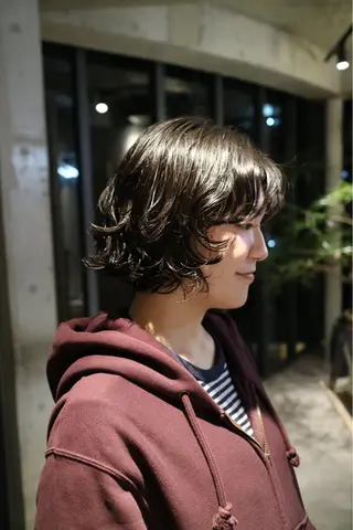 ショート パーマ ショート/コテ巻き風 kanohaのヘアスタイル