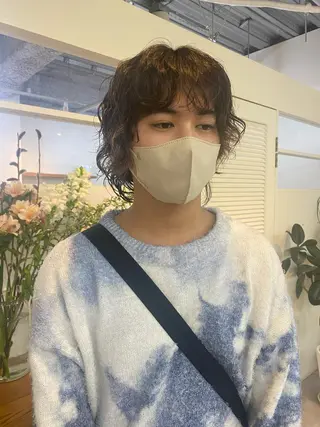 カラー パーマ メンズ yumeka🩶ボブ 暖色/透け感カラーのヘアスタイル