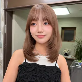 ミディアム カラー 顔周り✂️透明感 レイヤー/みっきーのヘアスタイル