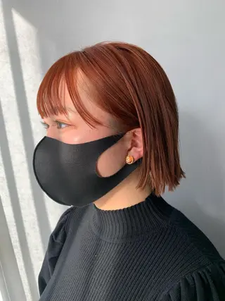 ミディアム カラー ヘアアレンジ ボブパーマコテ巻き風 パーマNo1深江秀平のヘアスタイル