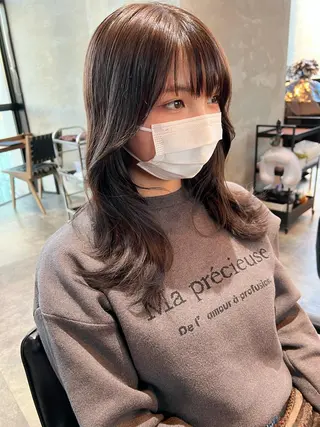 セミロング カラー 韓国レイヤー🇰🇷 韓国研修◎渋谷カイトのヘアスタイル