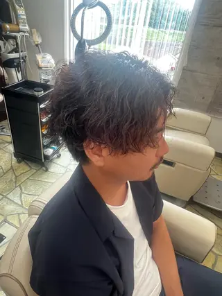 パーマ メンズ 👑縦落ちパーマ番長 💎Shoki/生駒のヘアスタイル