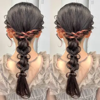 ロング ヘアアレンジ ヘアメ🎀ハイトーン 🩵エクステ🪄しほのヘアスタイル