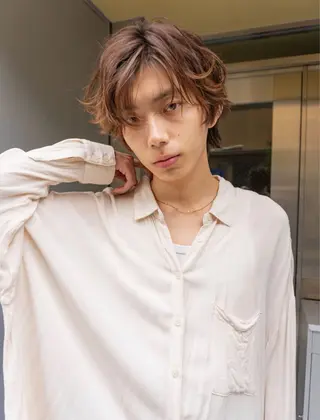 パーマ メンズ ショート ミディアム 透明感カラーtowaのヘアスタイル