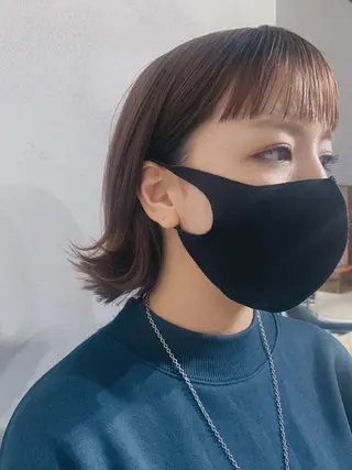 ミディアム カラー ヘアアレンジ ボブパーマコテ巻き風 パーマNo1深江秀平のヘアスタイル
