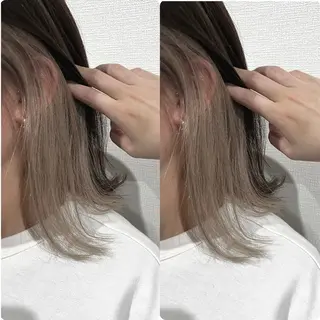ミディアム カラー 切っぱなし💇‍♀️ イヤリング🎨龍之介のヘアスタイル