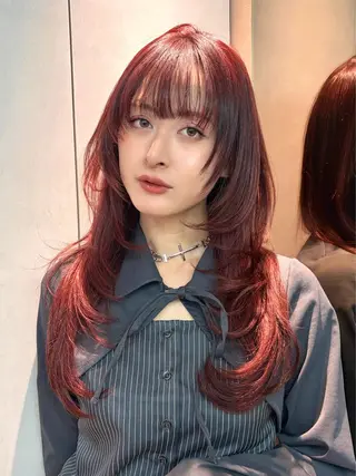 ロング 大宮🤍縮毛矯正 レイヤー🪽なるのヘアスタイル