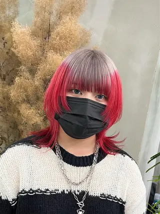 ミディアム イツク ⚡️ ルーツ/ハイトーンのヘアスタイル