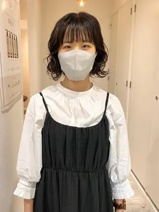 ミディアム パーマ ショート& パーマ　坂本のヘアスタイル