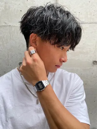 ショート カラー パーマ ヘアアレンジ メンズ 亀井隆汰/メンズ専門 パーマ/フェード可のヘアスタイル