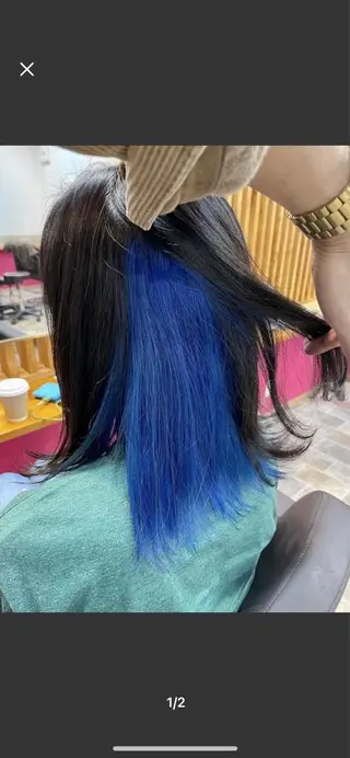 ミディアム カラー ヘアカラー&縮毛矯正 STAR☆RIVERのヘアスタイル