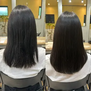 セミロング パーマ hubhair レイヤー/透明感のヘアスタイル