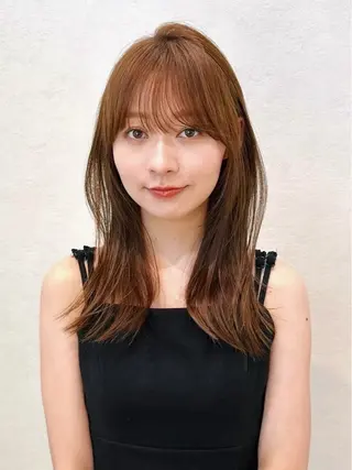 セミロング カラー パーマ kazuki【顔周り ×レイヤーカット】のヘアスタイル