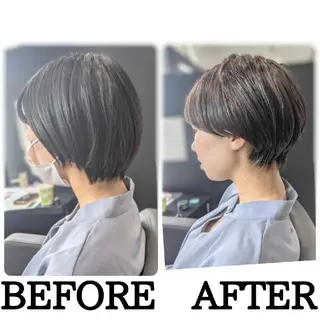 ショート カラー パーマ ヘアアレンジ 心斎橋/難波ショート 白髪ぼかし 中尾のヘアスタイル