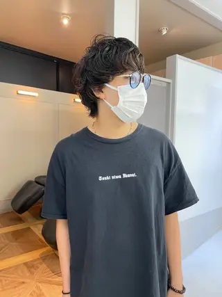 パーマ メンズ 緒方リエ 時短ショート・ボブのヘアスタイル