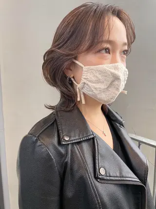 ミディアム カラー パーマ 💖美髪矯正💖 辻未侑のヘアスタイル