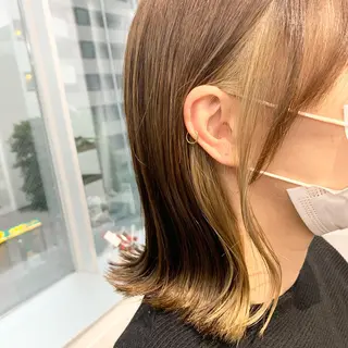 ミディアム カラー パーマ ヘアアレンジ メンズ キッズ ネイル マツエク・マツパ アイブロウ 似合せレイヤー/ 柔らか透明感カラーのヘアスタイル