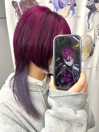 ロング カラー インナーカラー 推し ブリーチ  髪質改善のヘアスタイル