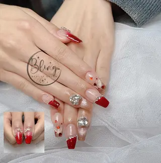 ロング 波 なみのネイルデザイン