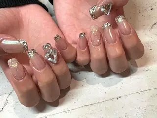 ネイル 韓国/ワンホン/長さ 出しつけ放題🎀のネイルデザイン