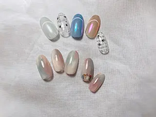 ショート カラー ヘアアレンジ ネイル マツエク・マツパ illum hicariのネイルデザイン