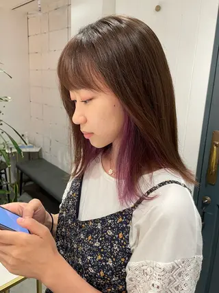 ミディアム カラー レイヤー♡ショート 石川優奈のヘアスタイル