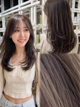 ロング 恵比寿結べるレイヤー 地毛風カラー大場のヘアスタイル