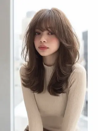 セミロング 絶対綺麗な暖色カラー 🎯あります✨増渕✨のヘアスタイル