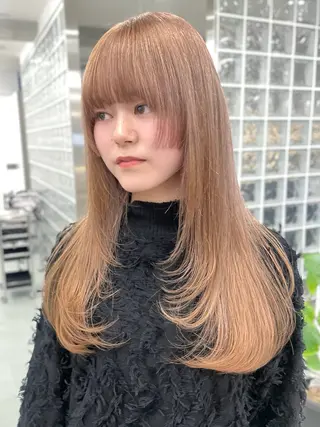 ロング ブリーチなしダブル ブリーチカラー優海のヘアスタイル
